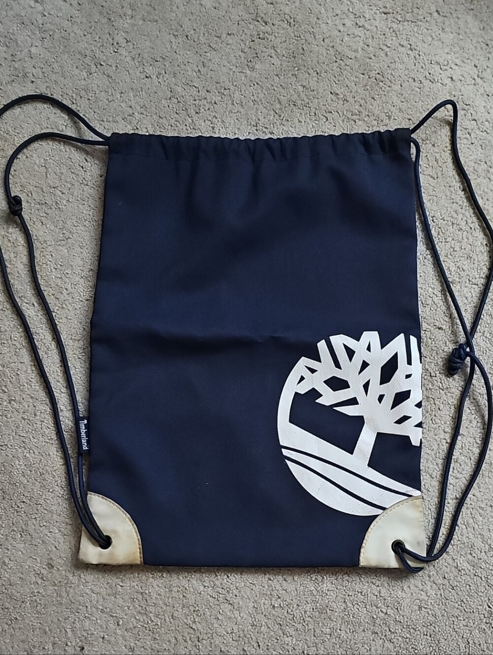 Timberland Navy Drawstring Gym Sack with White Tree Emblem